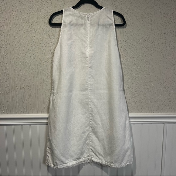 Garnet Hill White 100% Linen Sleeveless Fringe Hem A line dress size 10 - Picture 13 of 16
